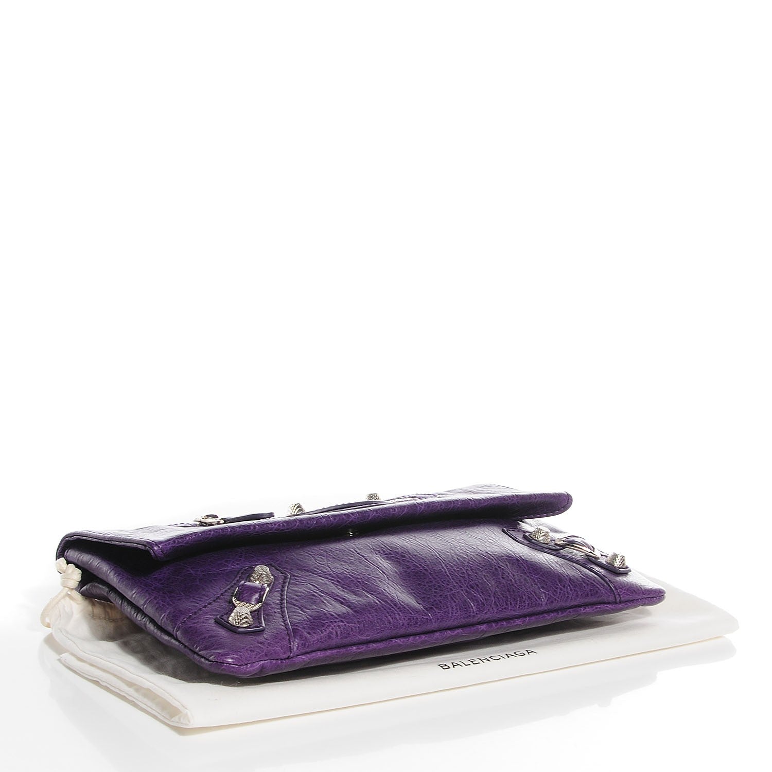 Balenciaga Agneau Giant 12 Silver Hardware Envelope Clutch Dark Violet 4 of 10