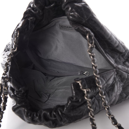 Chanel Distressed Glazed Caviar Quilted Large Elastic Tote Black 5 of 8