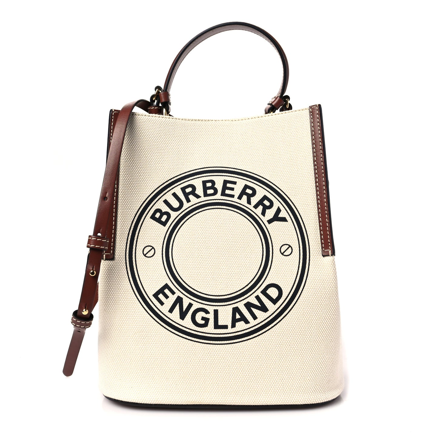 Canvas Cotton Small Peggy Bucket Bag Natural Gold