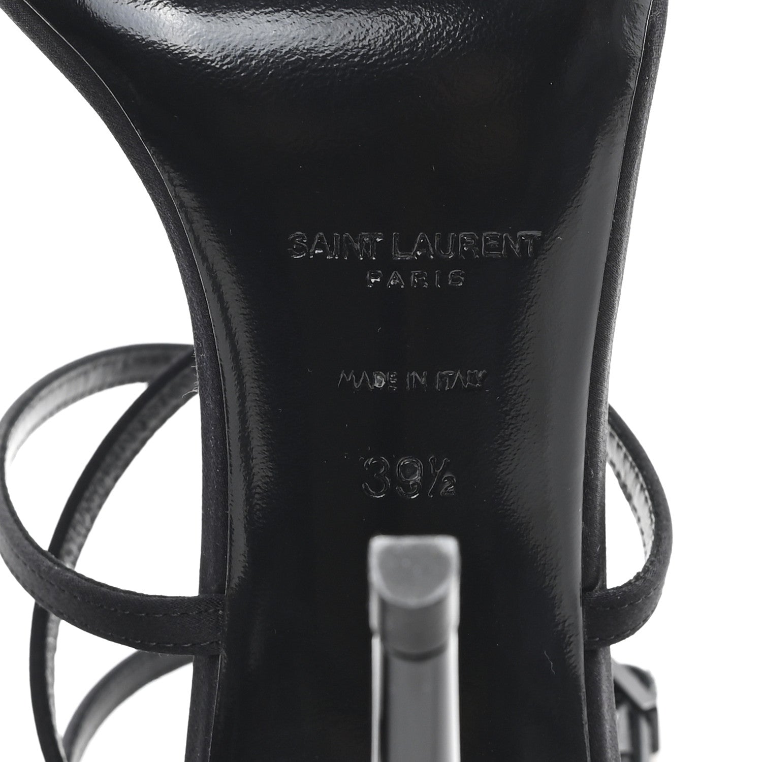 Saint Laurent Crepe Satin Strass Satine 110 Ankle Strap Sandals 39.5 Black 7 of 9