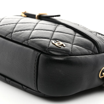 Chanel Lambskin Quilted Medium Buckle Camera Case Bag Black 10 of 10