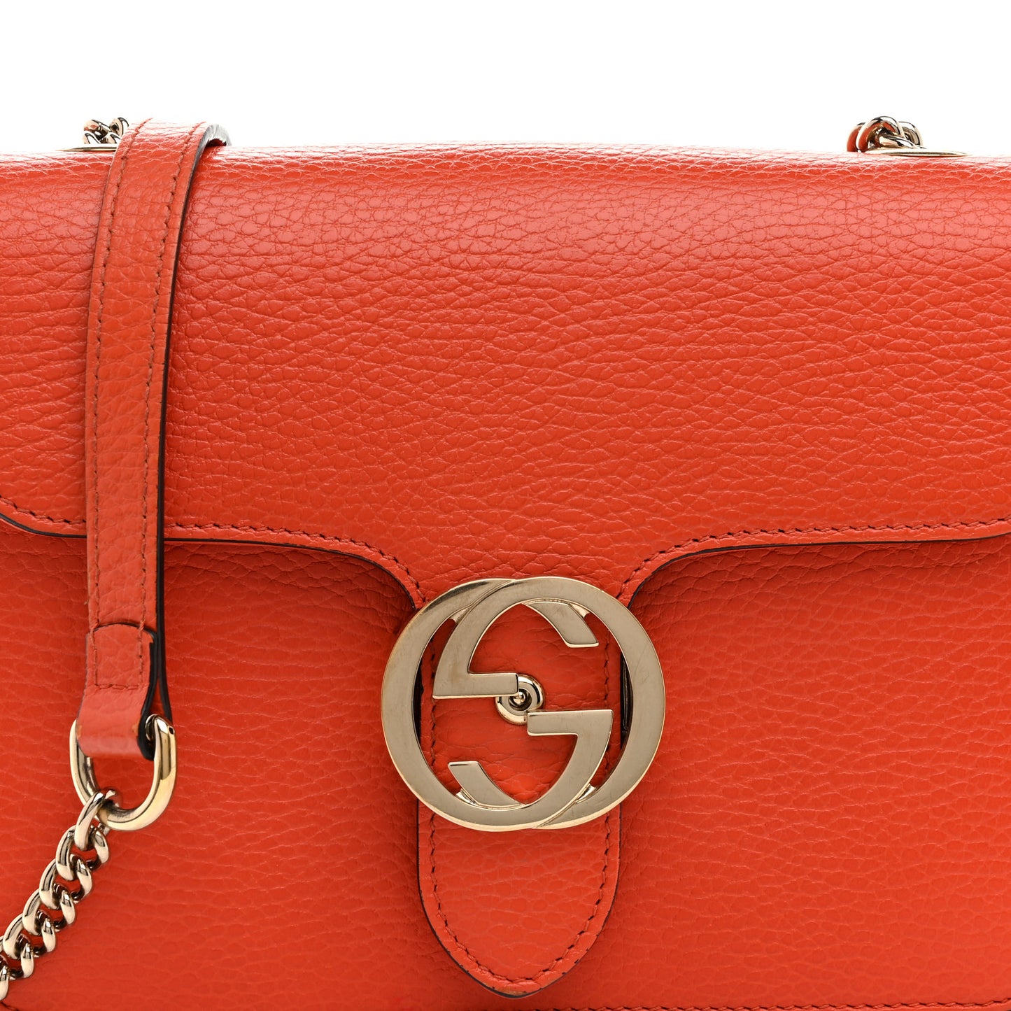 Dollar Calfskin Small Interlocking G Shoulder Bag Sun Orange