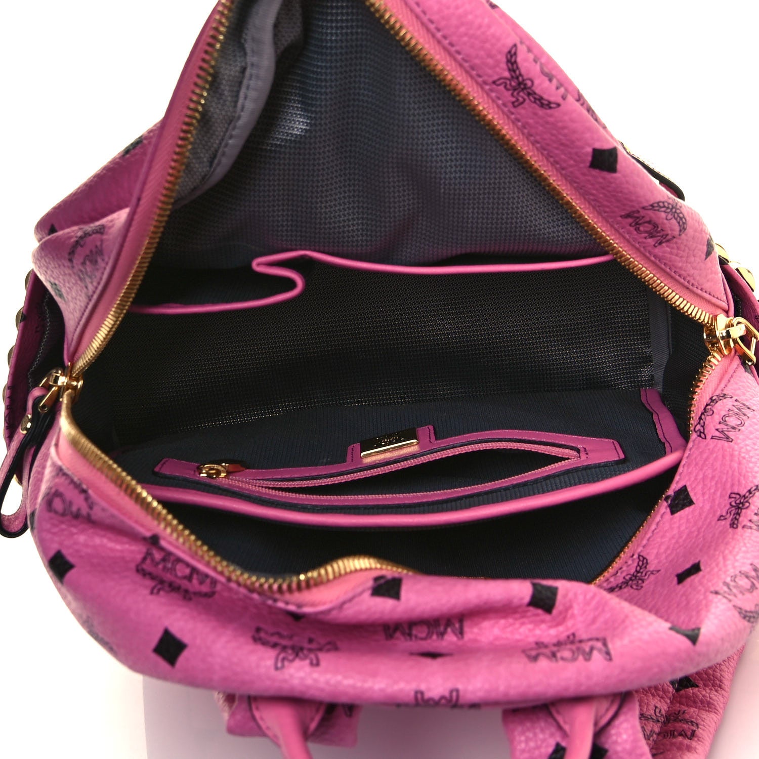 MCM Visetos Side Stud Small Stark Backpack Pink 4 of 12