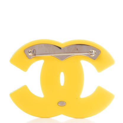 Chanel Resin Glitter Crystal CC Brooch Yellow Blue 3 of 5