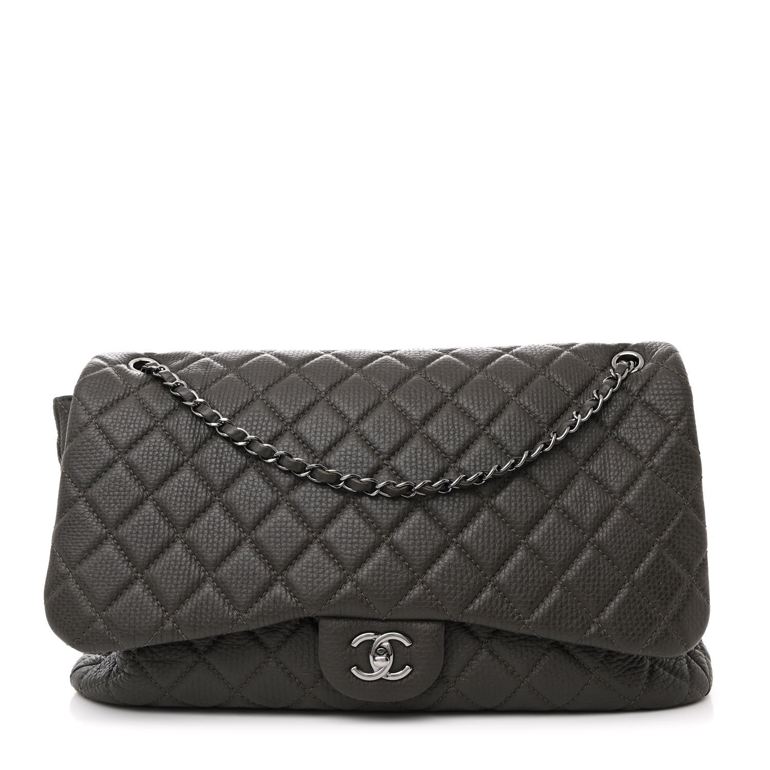 Chanel Quilted XXL Travel Flap Bag Khaki 1 of 11