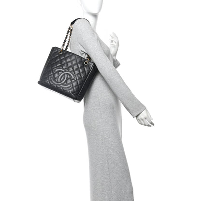 Chanel Caviar Quilted Petit Shopping Tote PST Black 2 of 14