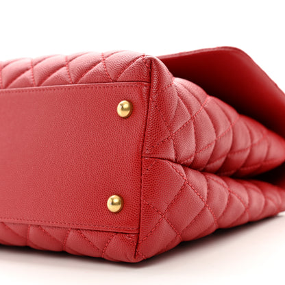 Chanel Caviar Quilted Medium Coco Handle Flap Dark Red 10 of 10