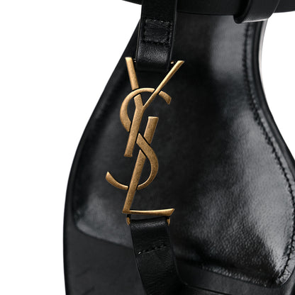 Saint Laurent Patent Calfskin Cassandra Monogram Sandals 38 Black 10 of 11