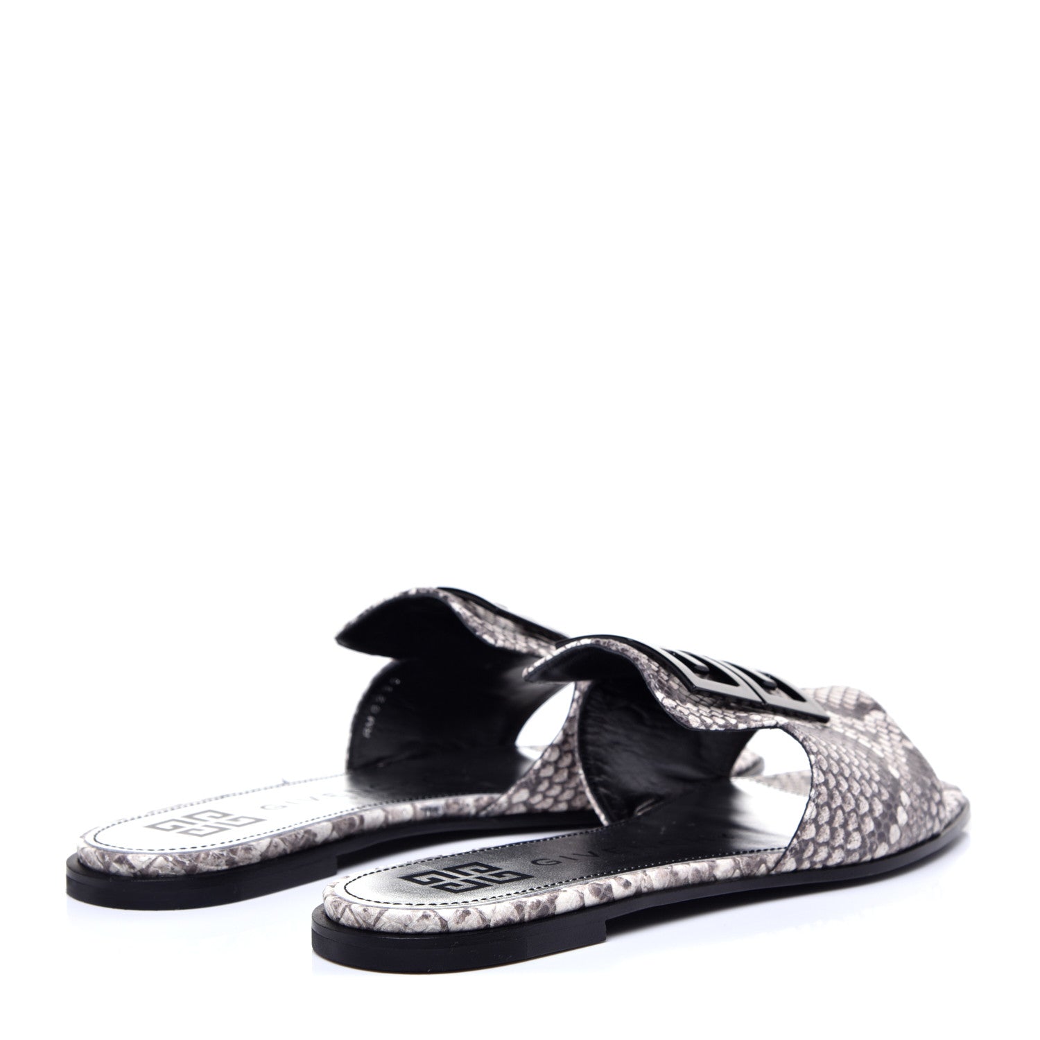 Givenchy Calfskin Python Print 4G Flat Sandals 38 Stone Grey 4 of 11