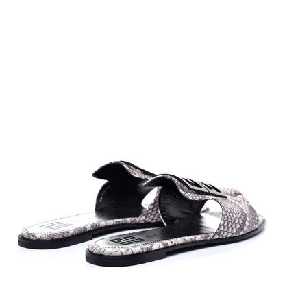 Givenchy Calfskin Python Print 4G Flat Sandals 38 Stone Grey 4 of 11