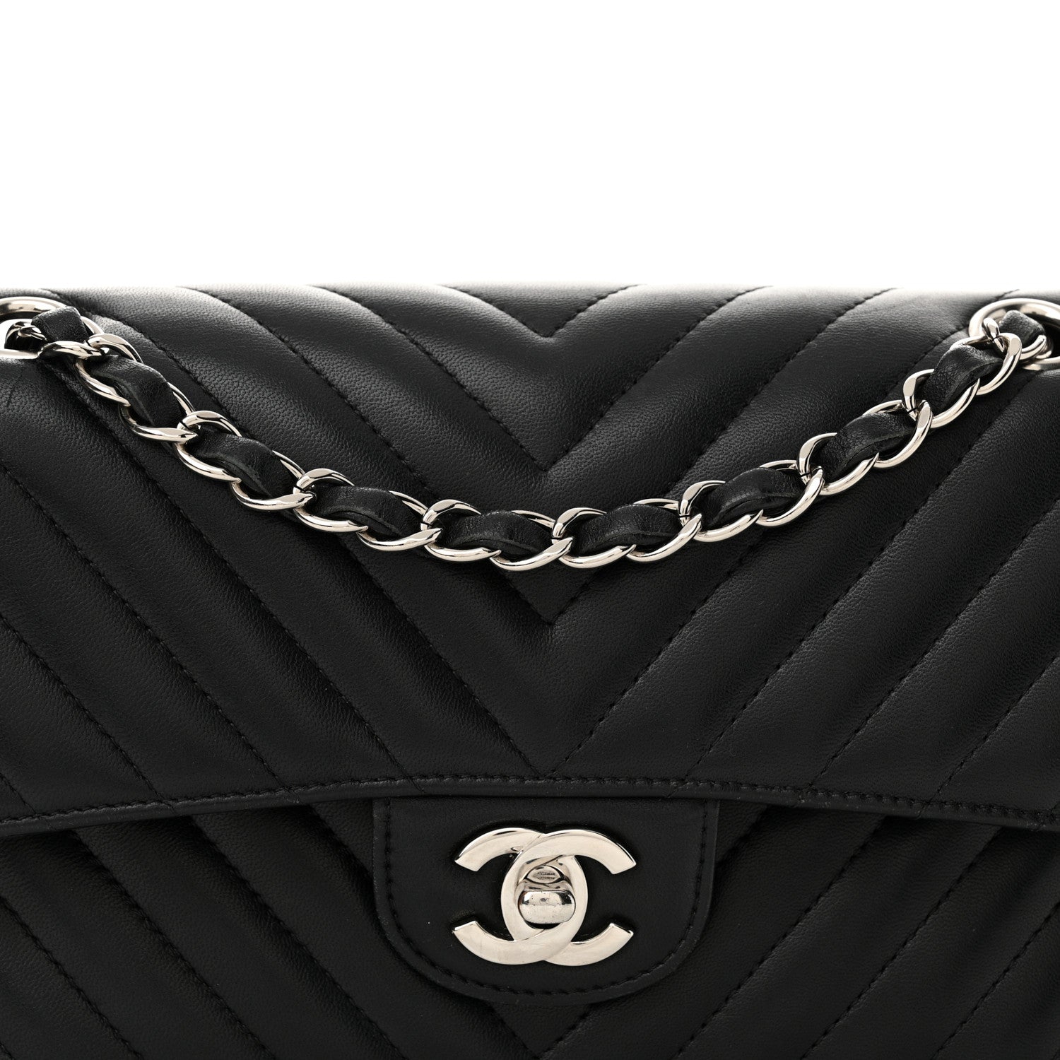 Chanel Lambskin Chevron Quilted Small Double Flap Black 8 of 13