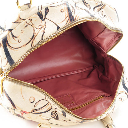 Prada X JAMES JEAN Cervo Lux Fairy Print Large Double Handle Boston Bag Prugna 5 of 10