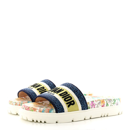 Christian Dior Canvas D-Constellation Embroidered Dway 10mm Slide Sandals 35 White Multicolor 4 of 10