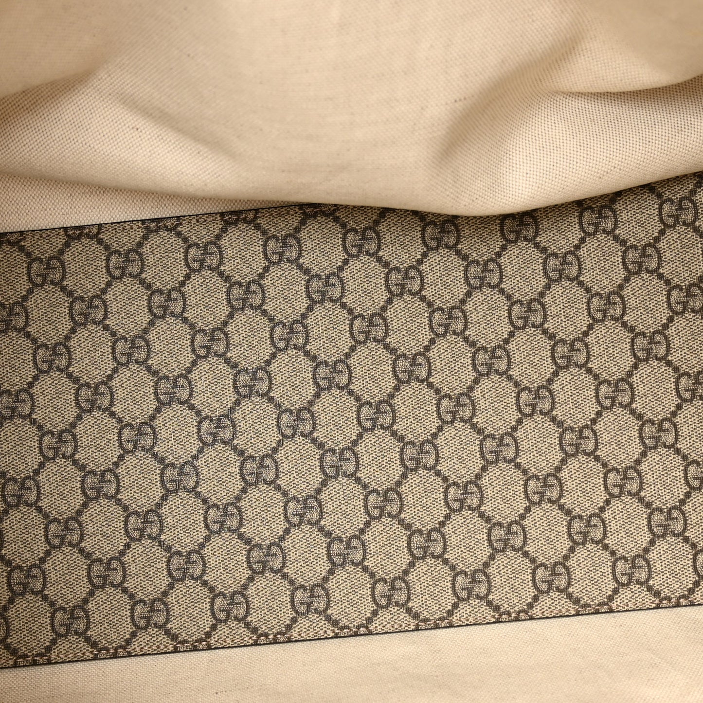 GG Supreme Monogram Textured Dollar Calfskin Web Medium Ophidia Carry-On Duffle Bag Beige Ebony New Acero