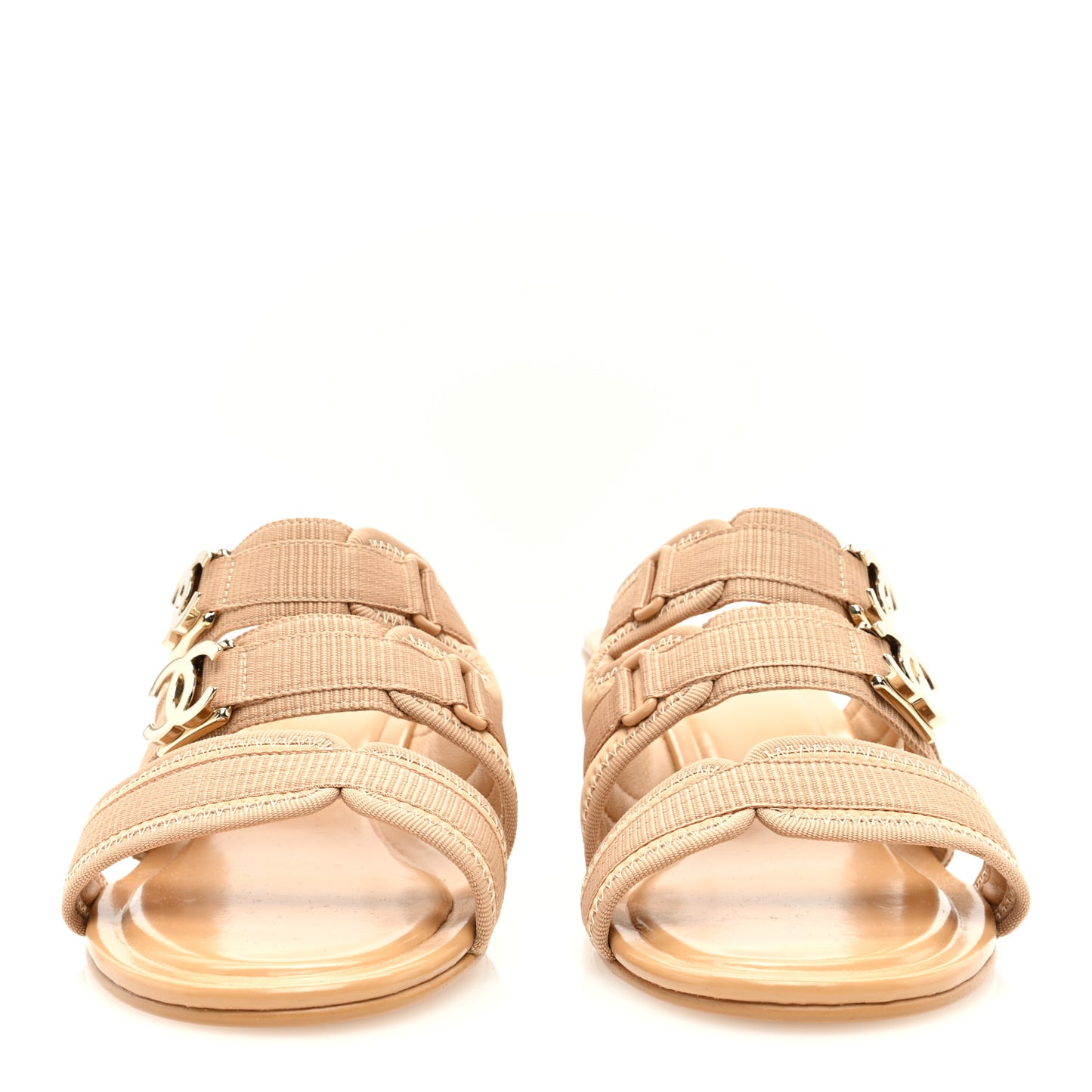 Fabric Metal CC Logo Mules 41 Beige