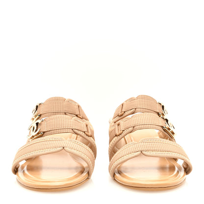 Chanel Fabric Metal CC Logo Mules 41 Beige 3 of 7