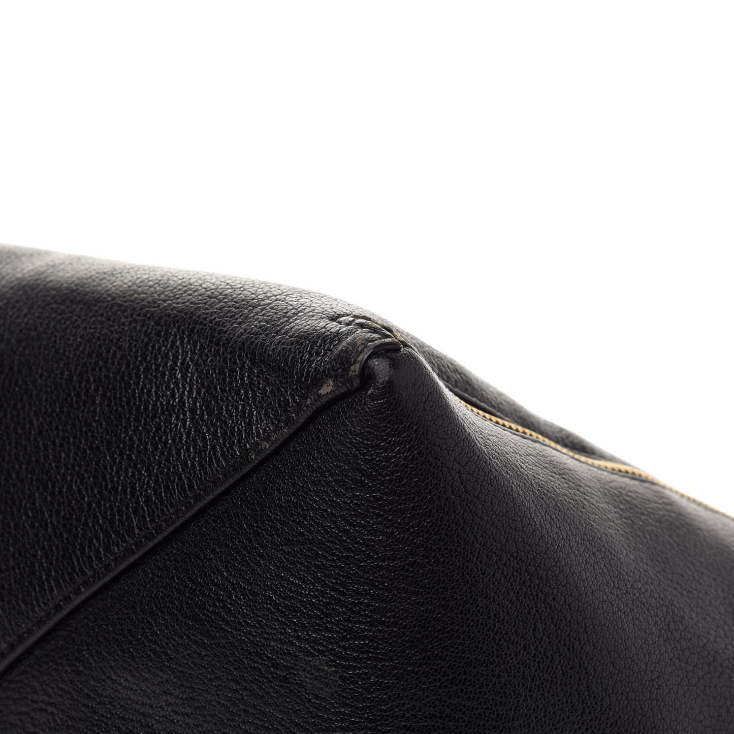 Smooth Lambskin Horizontal Zipper Gusset Cabas Black