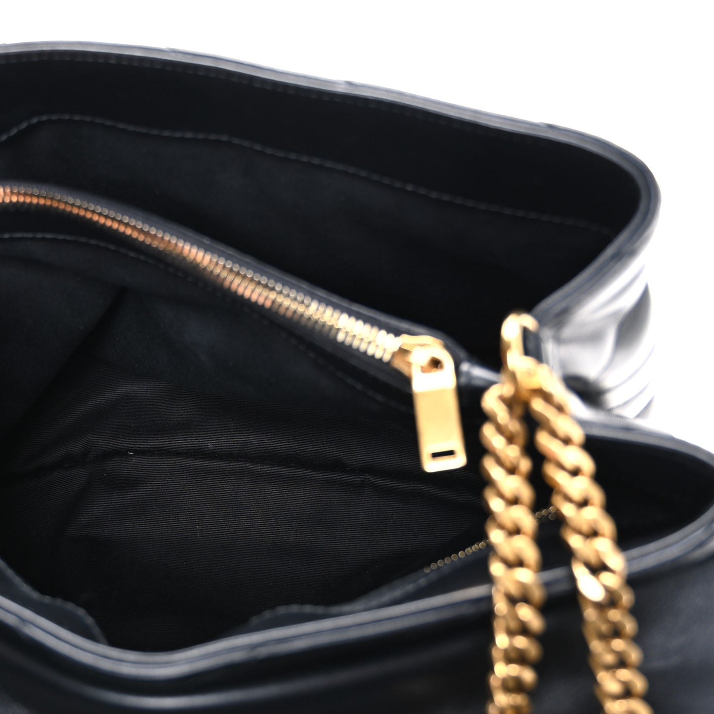 Calfskin Y Quilted Monogram Medium Loulou Chain Satchel Black