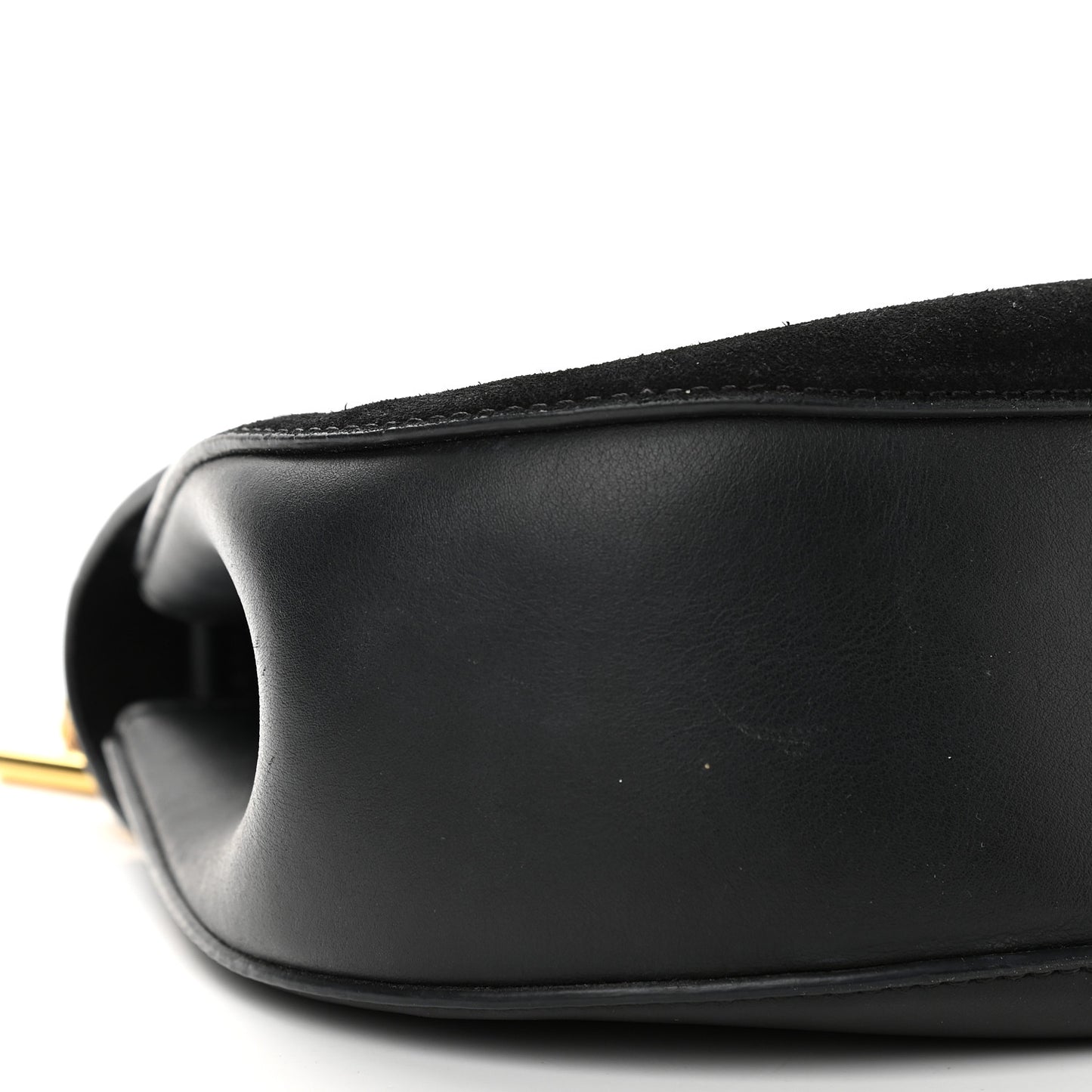 Suede Smooth Calfskin Drew Shoulder Bag Black