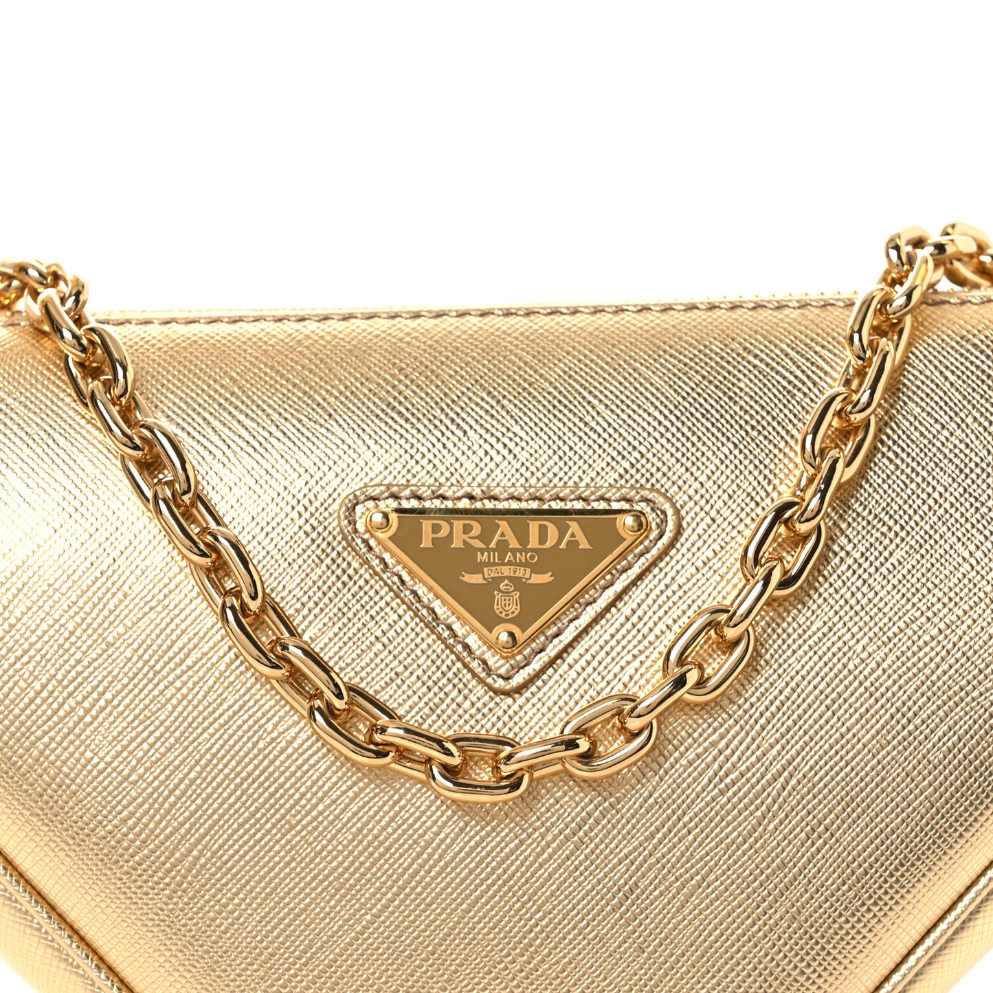 Saffiano Lux Triangle Shoulder Bag Platino