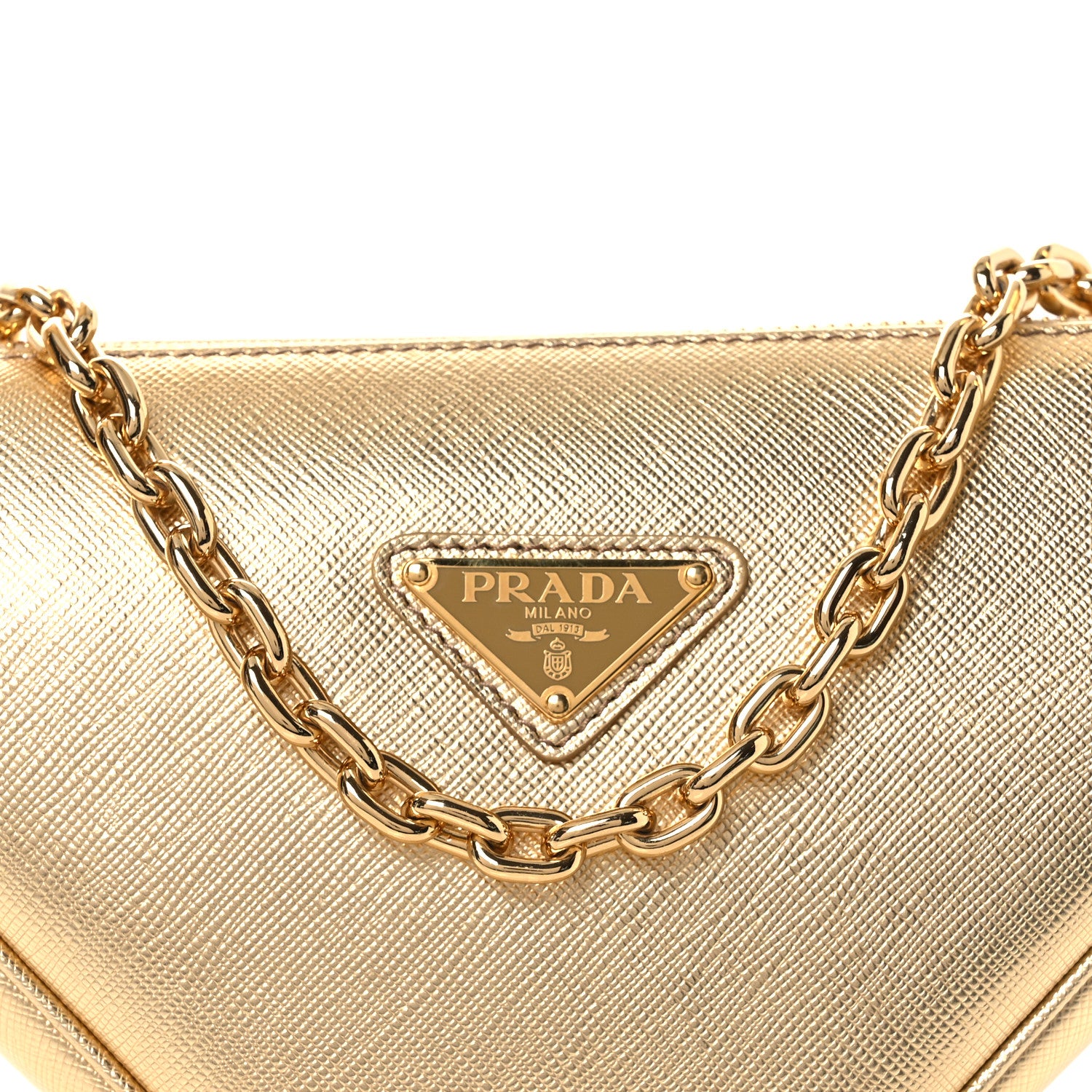 Prada Saffiano Lux Triangle Shoulder Bag Platino 8 of 10