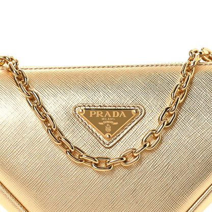Prada Saffiano Lux Triangle Shoulder Bag Platino 8 of 10