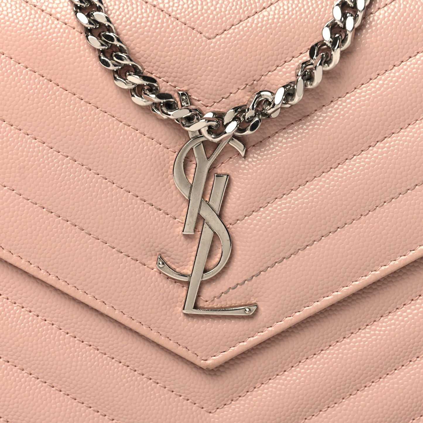 Grain De Poudre Matelasse Chevron Monogram Chain Wallet Pale Pink