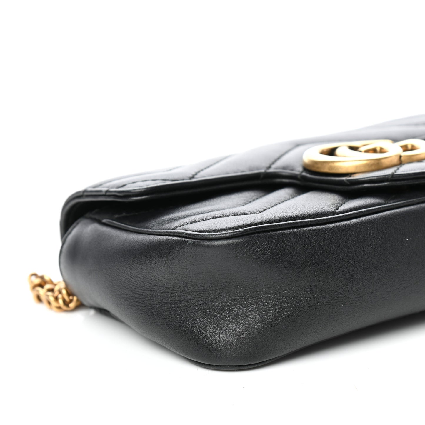 Calfskin Matelasse Super Mini GG Marmont Shoulder Bag Black
