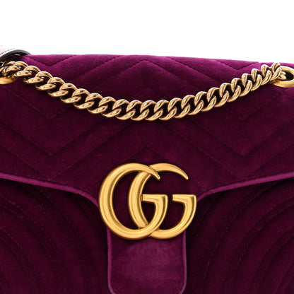 Gucci Velvet Matelasse Small GG Marmont Shoulder Bag Fuchsia Violet Cyclamen 8 of 14