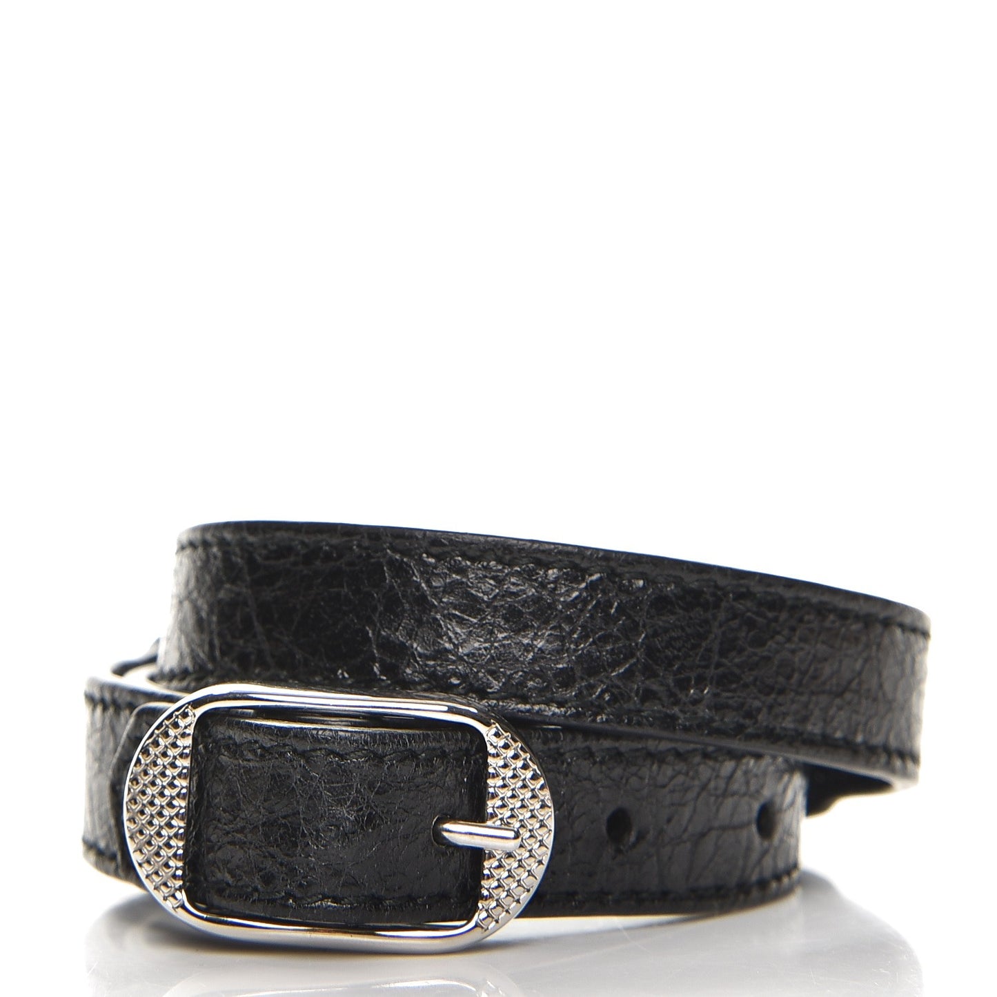 Agneau Giant 12 Silver Hardware Triple Tour Bracelet S Black