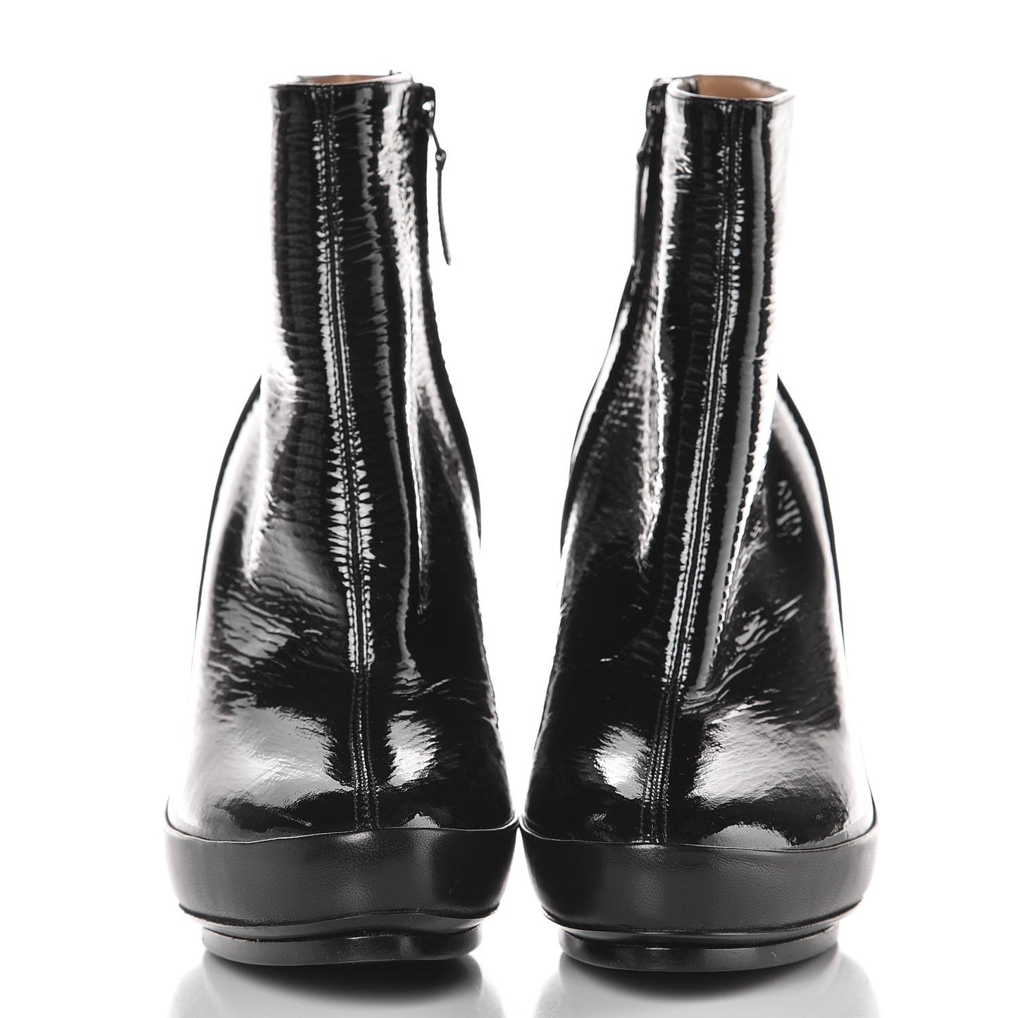 Nappa Vernis Ecorce Platform Ankle Boots 38 Black