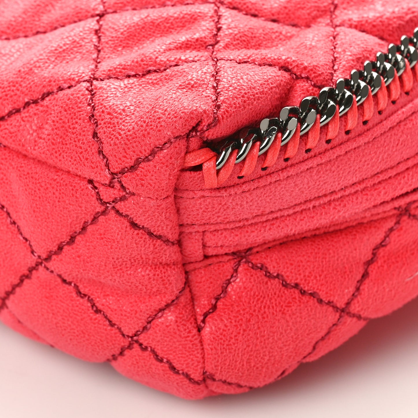 Shaggy Deer Quilted Mini Falabella Backpack Pink Fluo