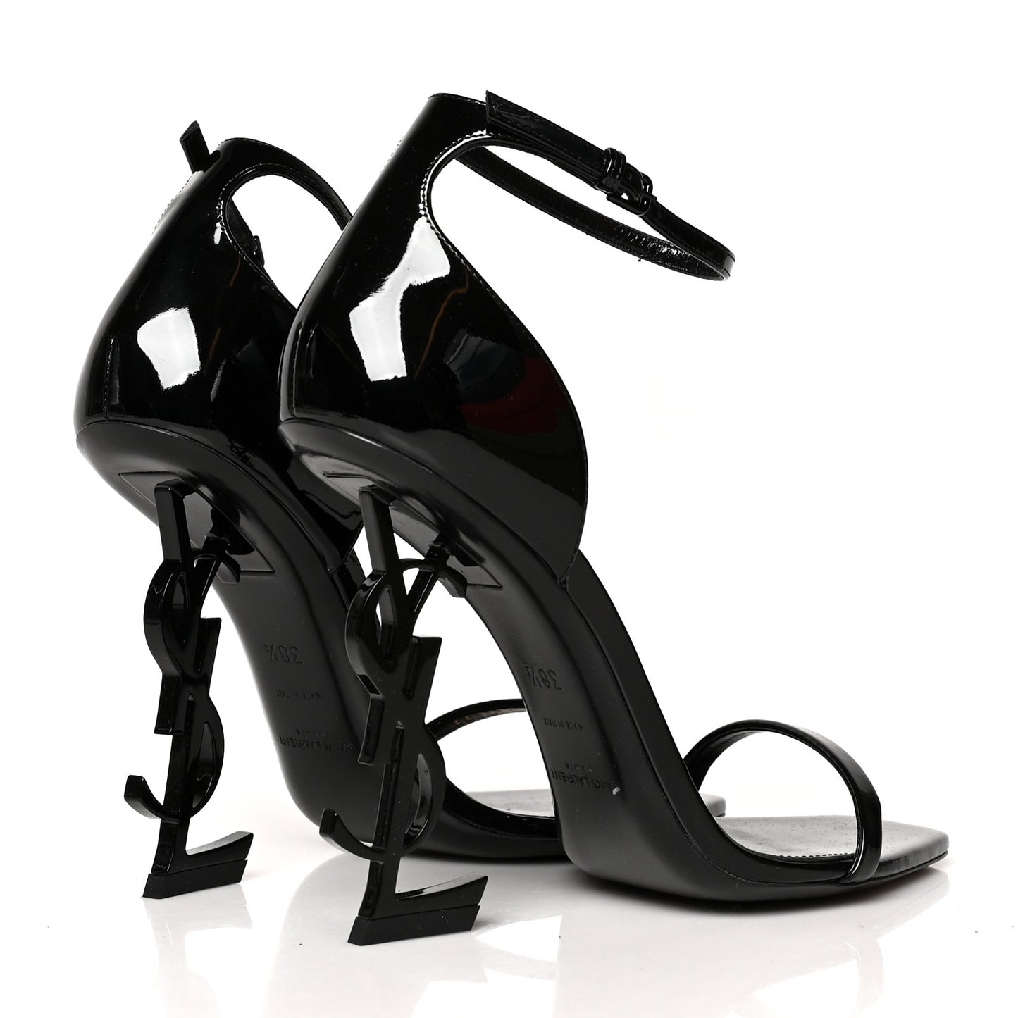 Patent Calfskin Opyum 110 Sandals 38.5 Black