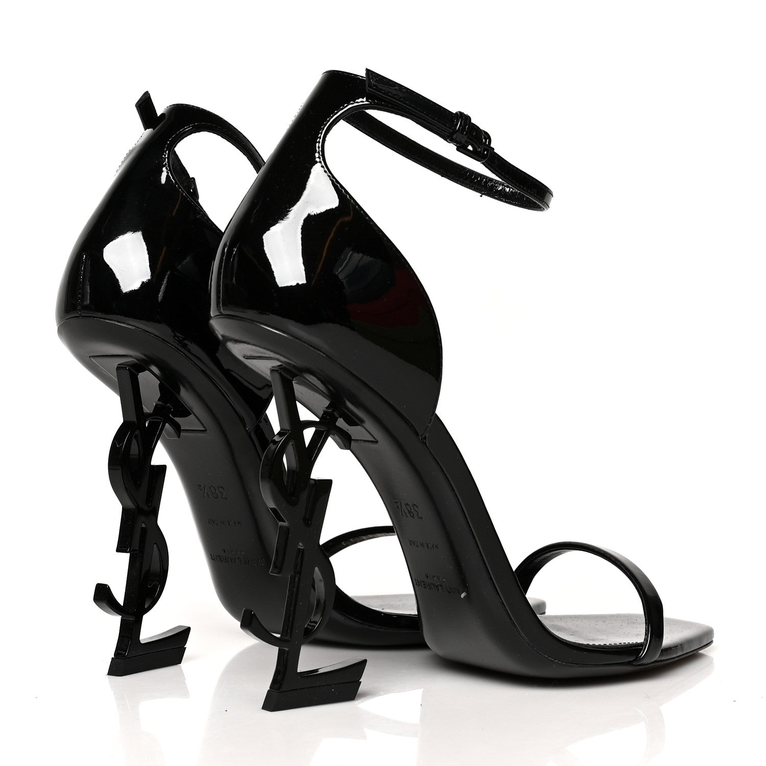 Saint Laurent Patent Calfskin Opyum 110 Sandals 38.5 Black 4 of 8