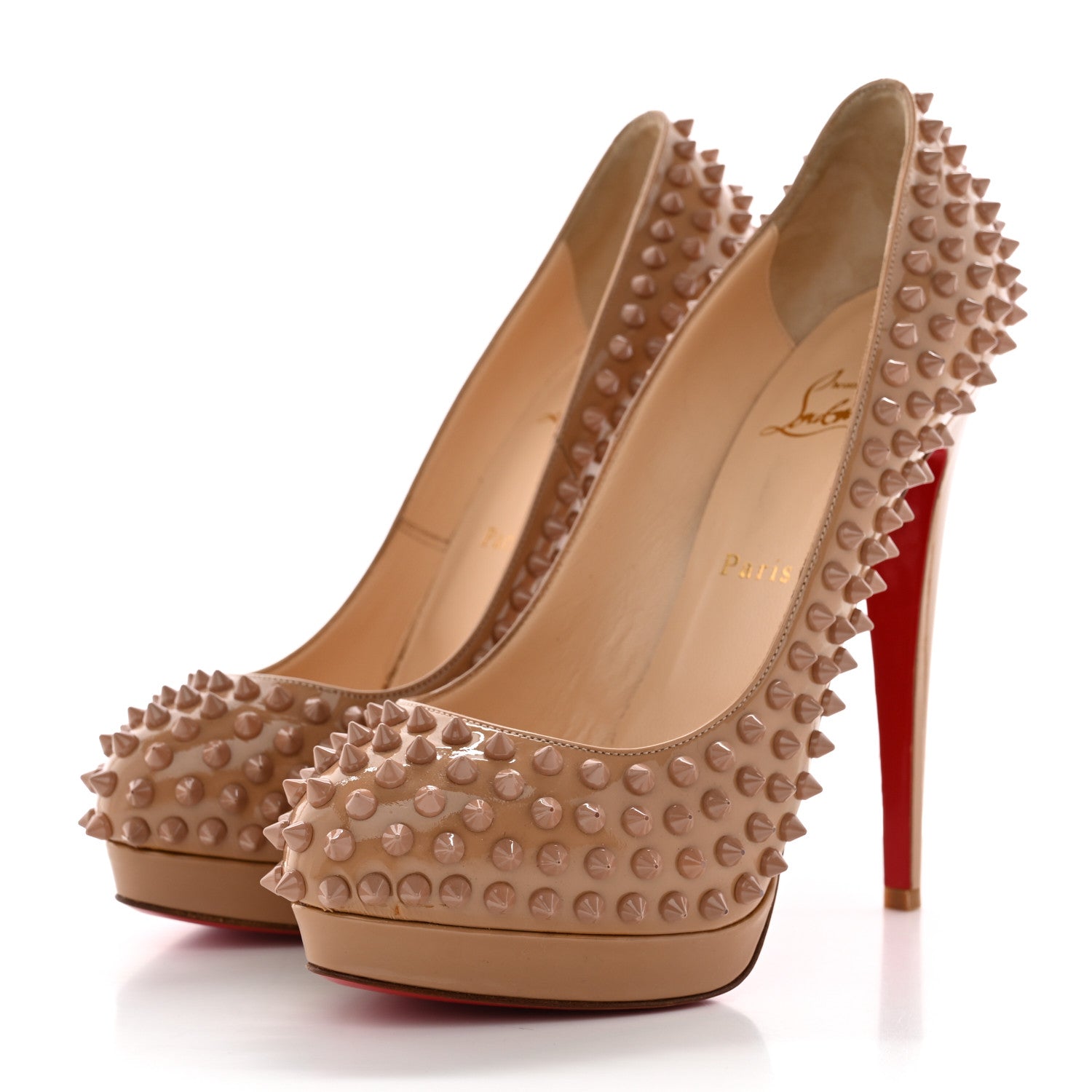 Christian Louboutin Patent Alti Spikes 140 Pumps 40 Nude 3 of 16