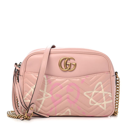 Gucci Calfskin Matelasse GucciGhost Medium GG Marmont Chain Shoulder Bag Perfect Pink Rosa Ivory 1 of 10
