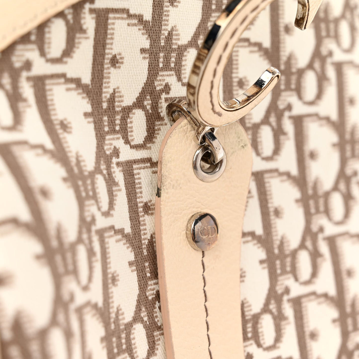 CHRISTIAN DIOR Monogram Vintage Flowers Frame Satchel Beige