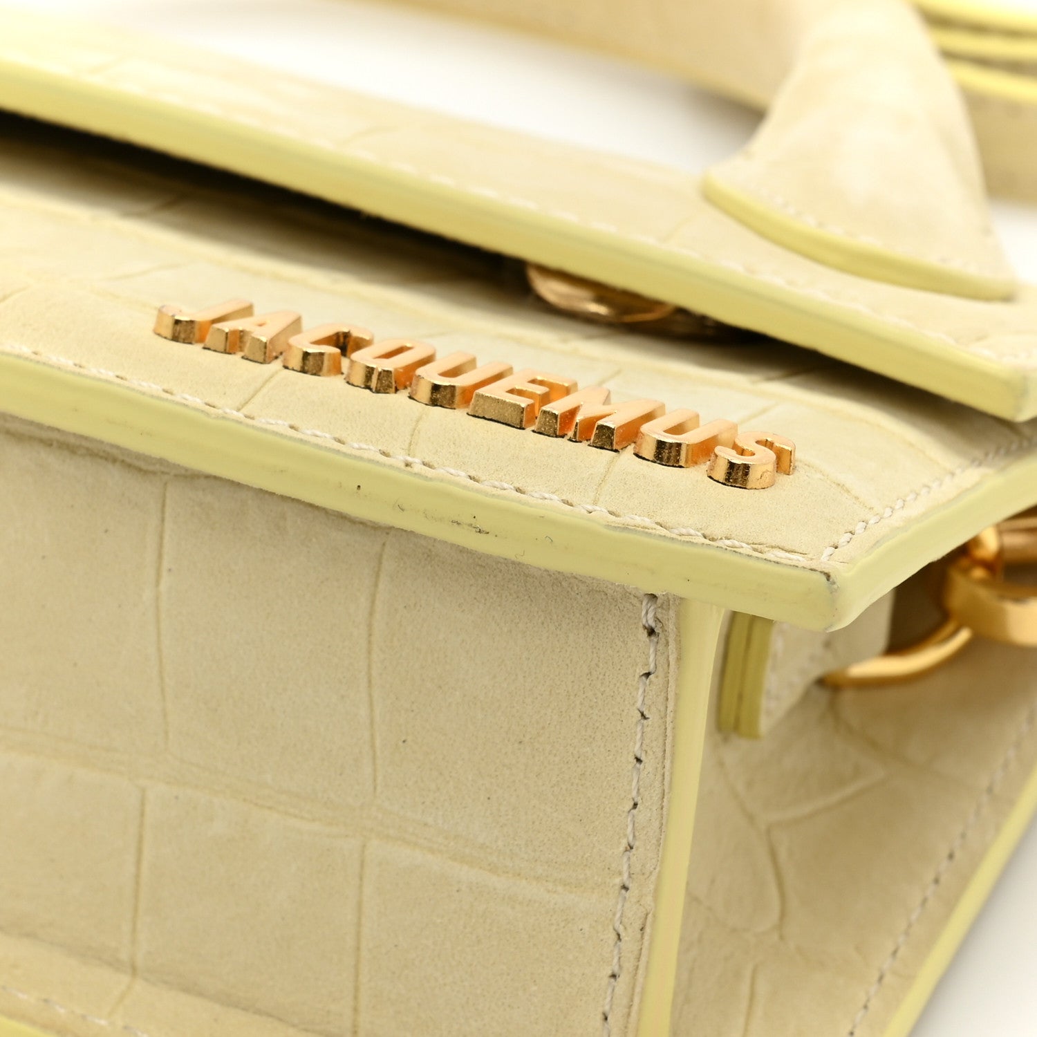 Jacquemus Calfskin Crocodile Embossed Le Chiquito Long Pale Yellow 10 of 14