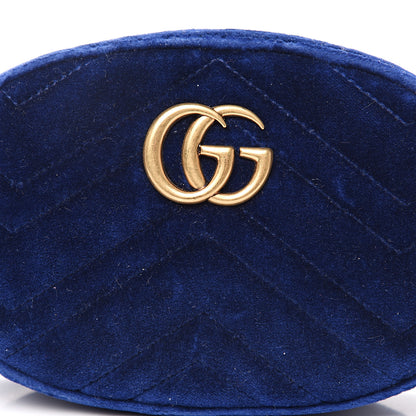 Gucci Velvet Matelasse GG Marmont Belt Bag 75 30 Cobalt Blue 8 of 10
