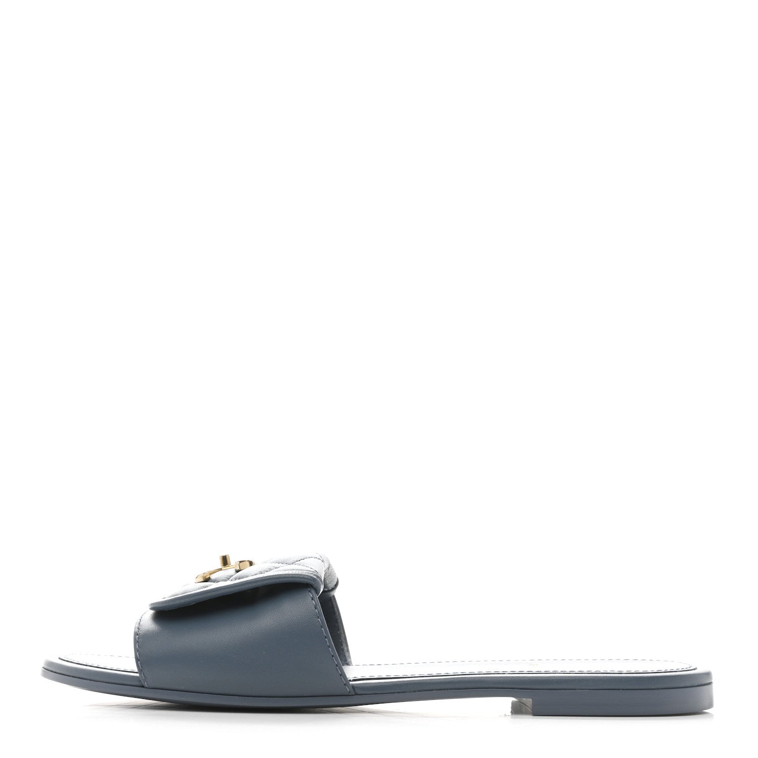 Chanel Lambskin Quilted Turnlock Flat Mules 40 Dark Blue 1 of 10