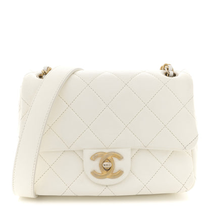Chanel Shiny Lambskin Quilted Mini Flap White 1 of 13