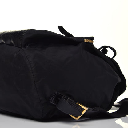 Prada Tessuto Nylon Crocodile Embossed Calfskin Cinch Backpack Black 10 of 14