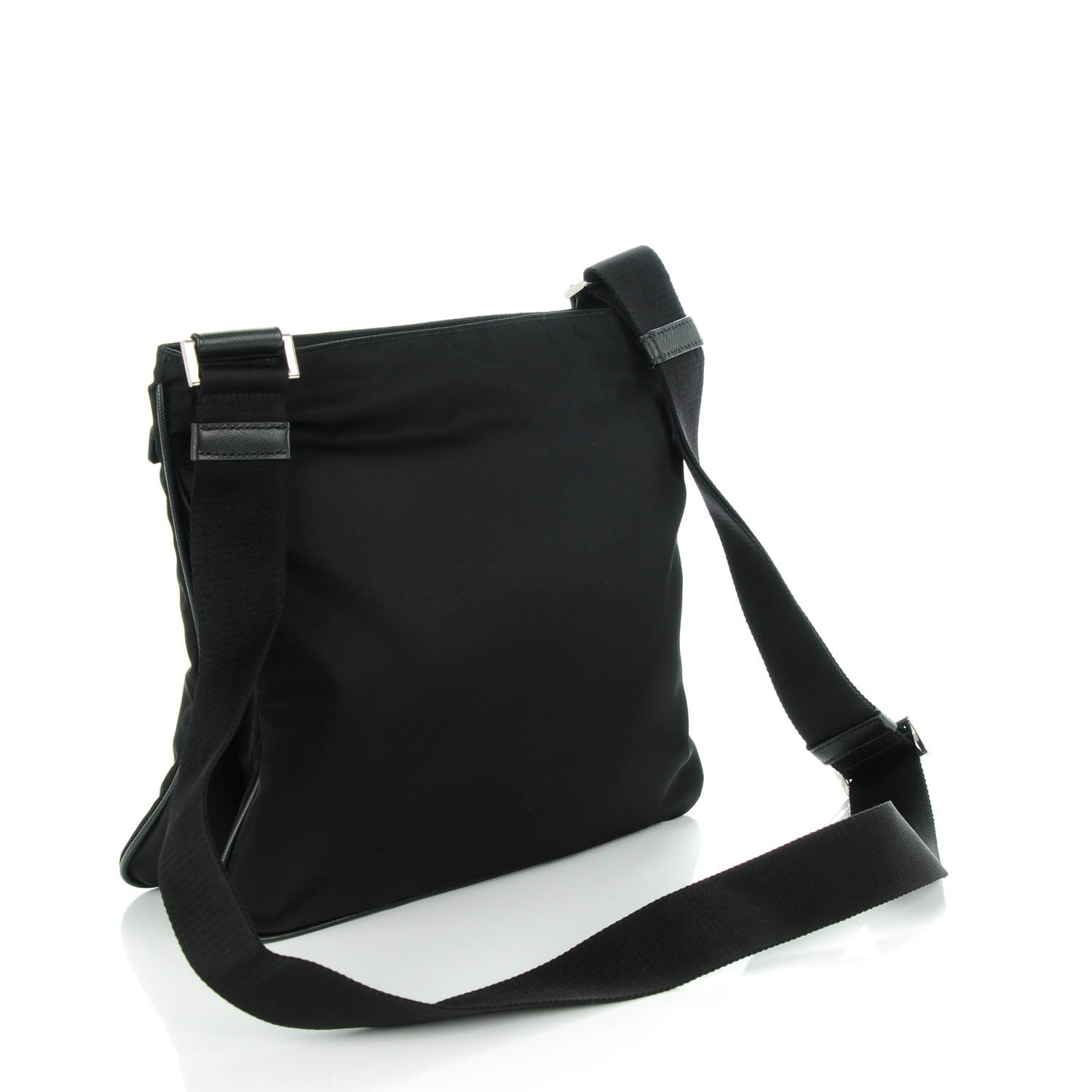 Prada Nylon Saffiano Flat Messenger Bag Black 3 of 9