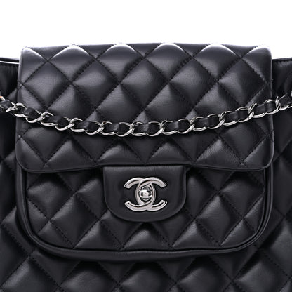 Chanel Lambskin Quilted Front Flap Tote Black 8 of 11