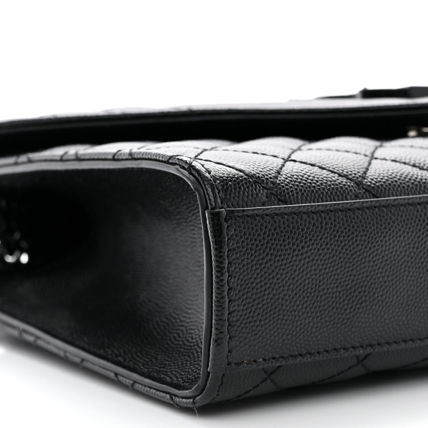SAINT LAURENT Grain De Poudre Textured Mixed Matelasse Triquilt Medium Monogram Monochrome Satchel Black