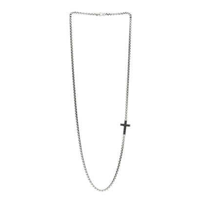 David Yurman Sterling Silver Black Diamond Streamline Cross Station Necklace 26" 3 of 4