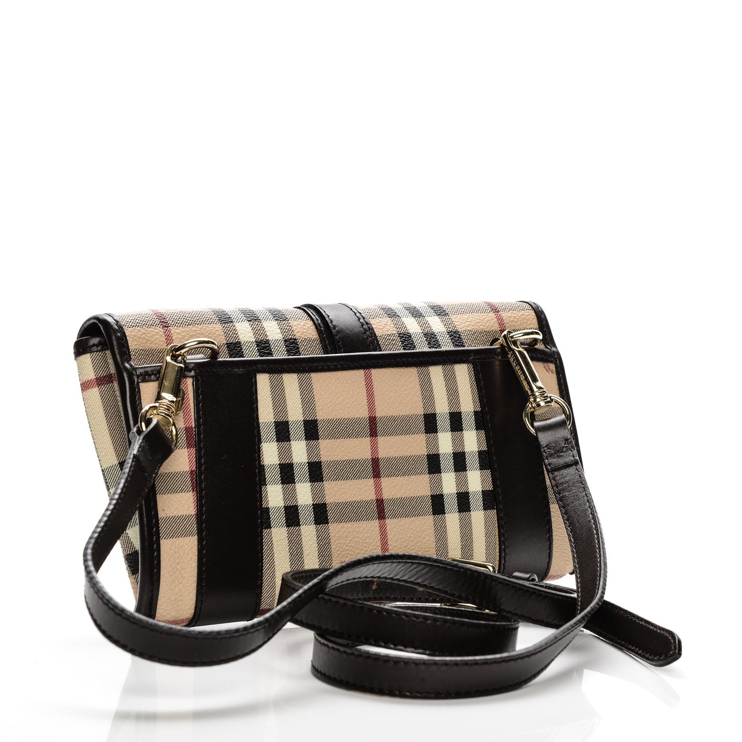 Haymarket Check Stitched Chain Crossbody Bag Black