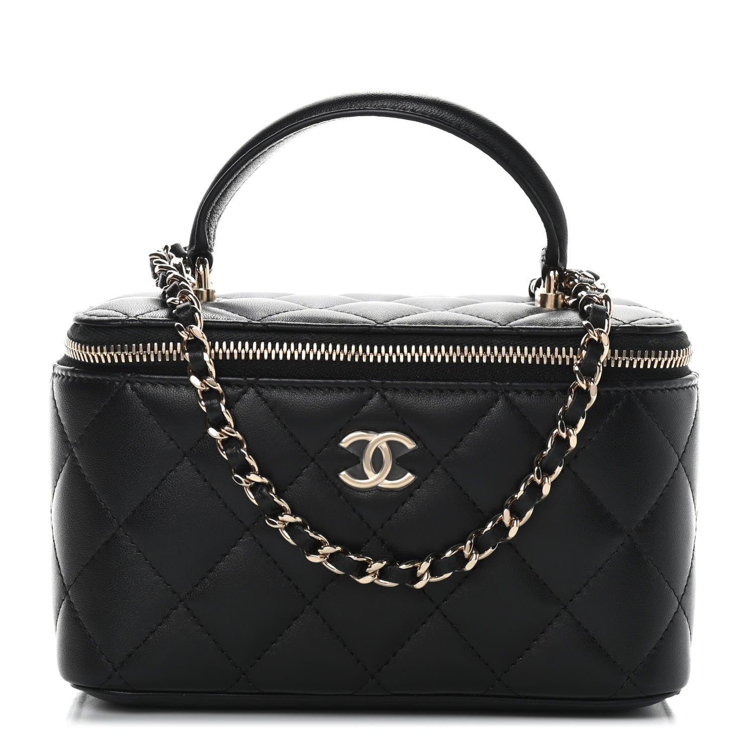 Chanel Lambskin Quilted Small Top Handle Vanity Case With Chain Black 1 of 9