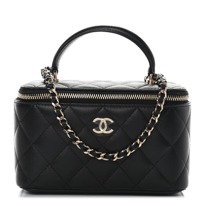 Chanel Lambskin Quilted Small Top Handle Vanity Case With Chain Black 1 of 9