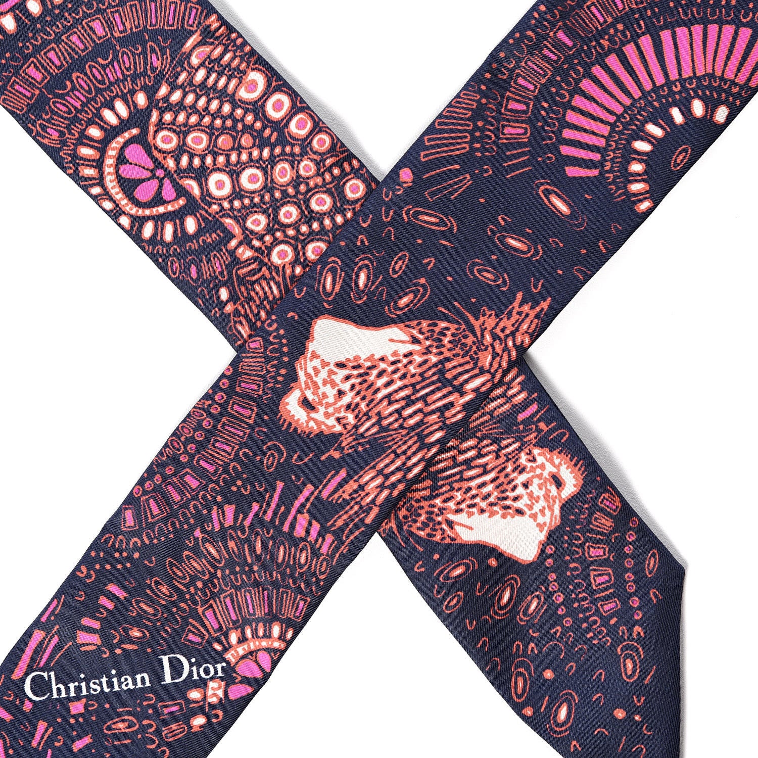 Christian Dior Silk Animals Lion Mitzah Scarf Pink 4 of 5